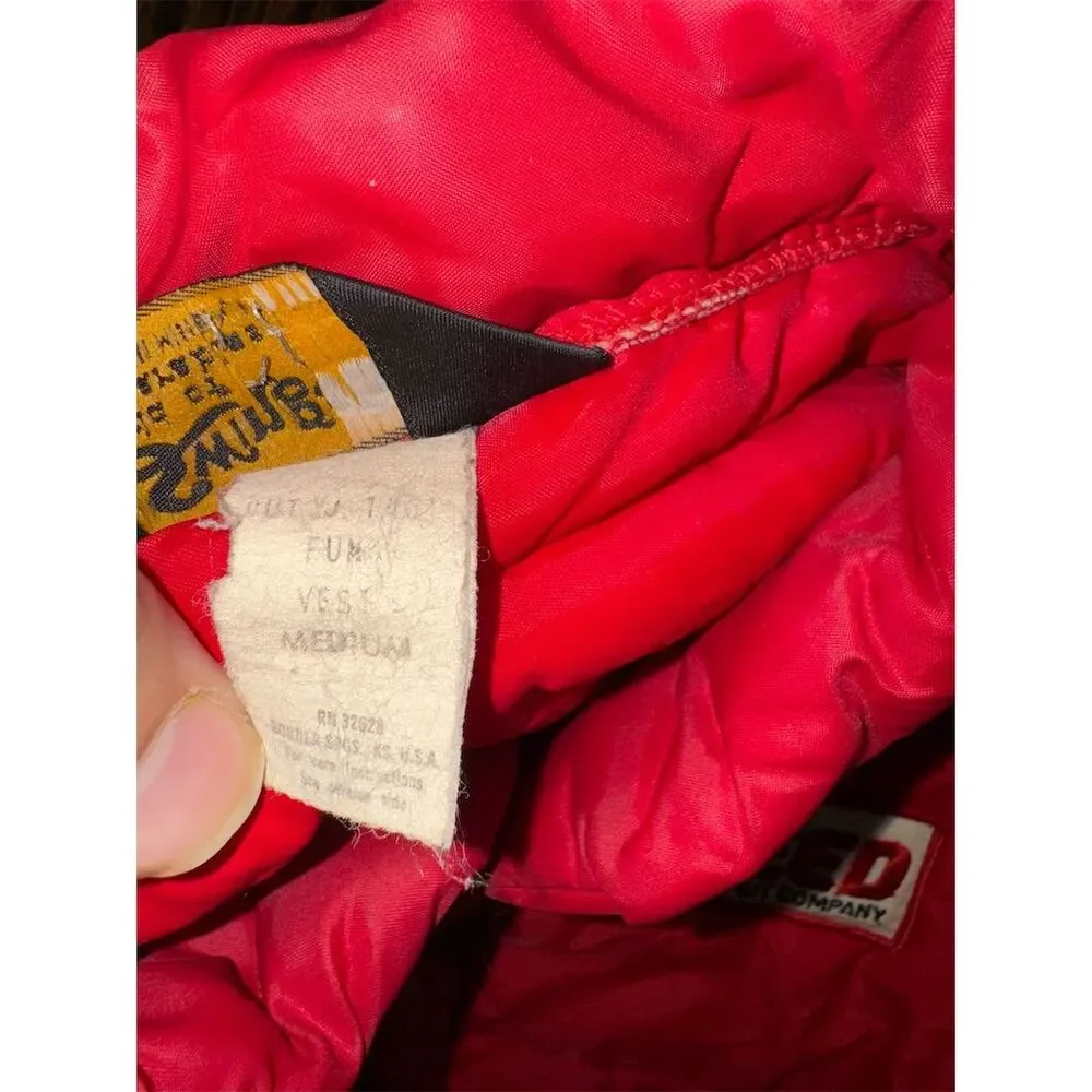 Vintage Swingster 70’s Red Puffer Vest Men's L Retro Casual Logo Patch: Snap Up